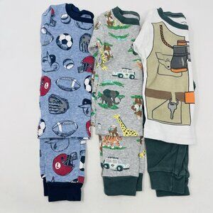 Carters Baby Boy 12 Months Cotton Lot of 3 Snug Fit Long Sleeve Pajama Sets 2303